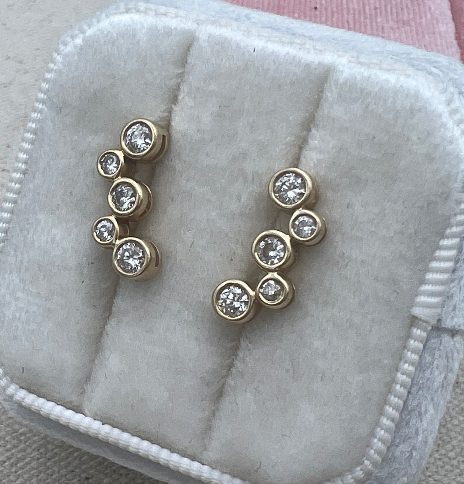 14K Gold Diamond Bezel-Set Crawler Earrings (Approx. 0.9 CTW) 2