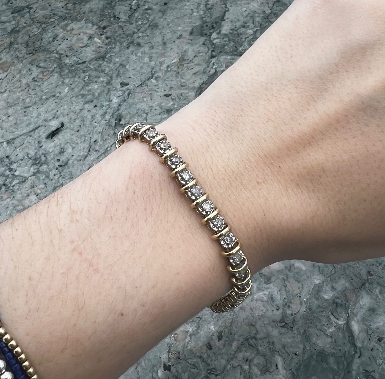 10K Two-Tone Gold Diamond Tennis Bracelet 4