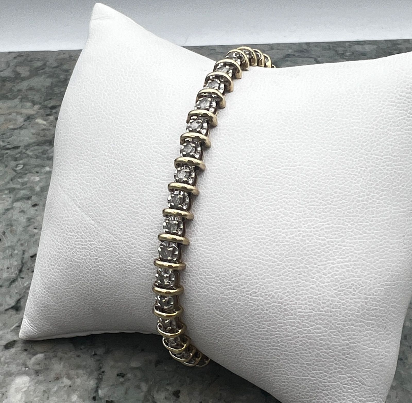 10K Two-Tone Gold Diamond Tennis Bracelet 3