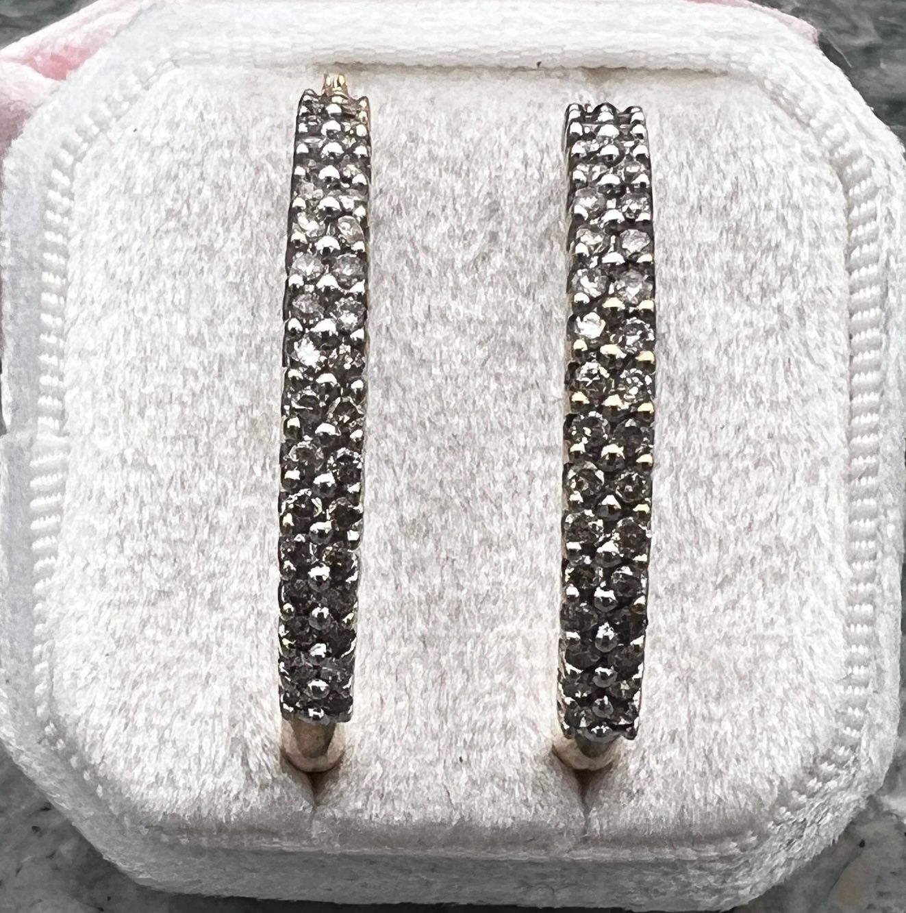 14K Gold Diamond Pavé Hoop Earrings