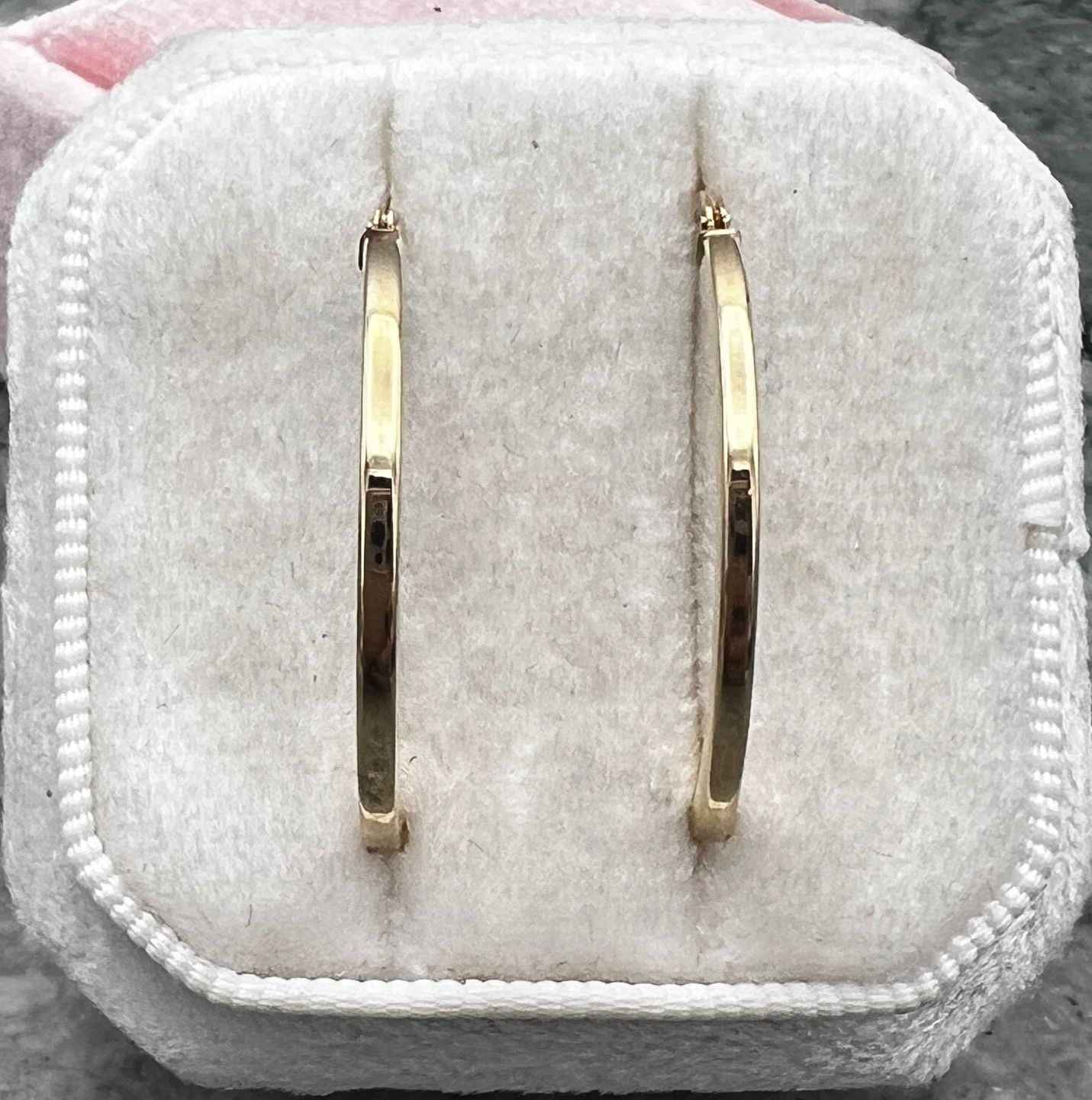 14K Yellow Gold Hoop Earrings with Hinged Closure