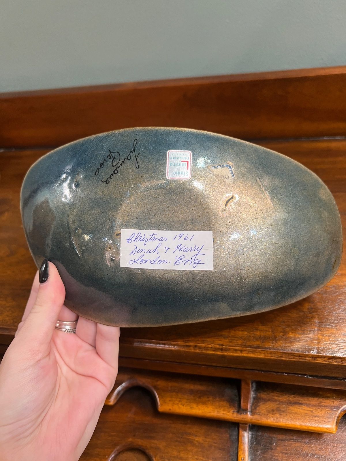 Laurana Pesaro Italian Enamel on Copper Freeform Bowl c.1961 4
