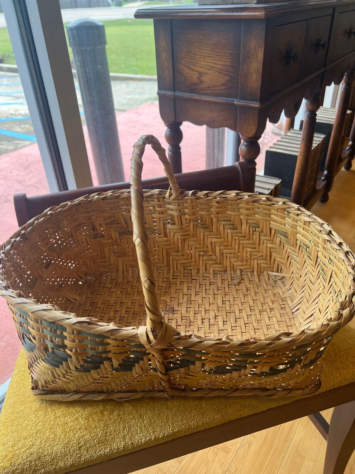 Mississippi Choctaw Handwoven River Cane Gathering Basket 3