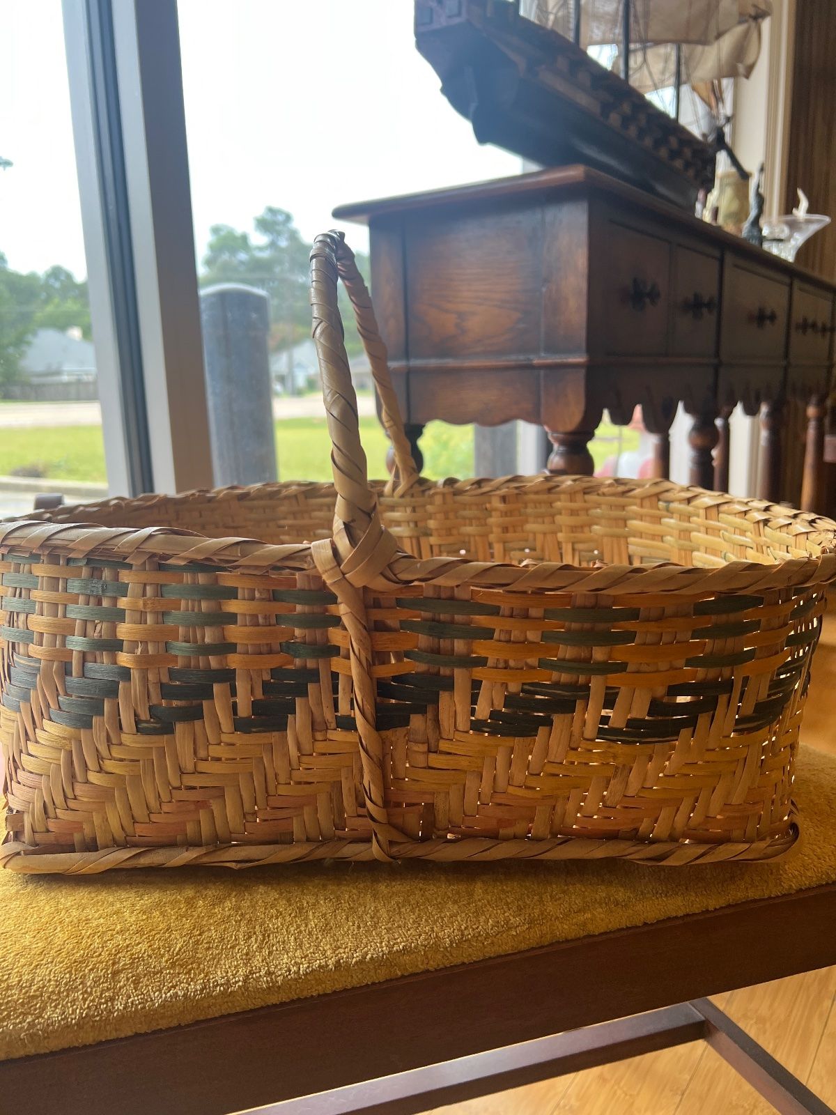 Mississippi Choctaw Handwoven River Cane Gathering Basket 2