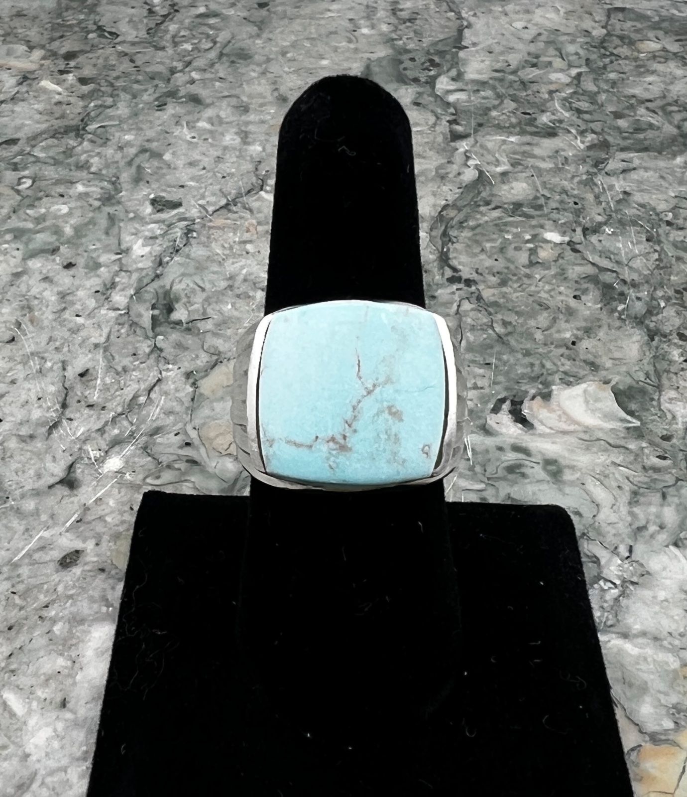 Sterling Silver Turquoise Statement Ring. Sz 8.25 2