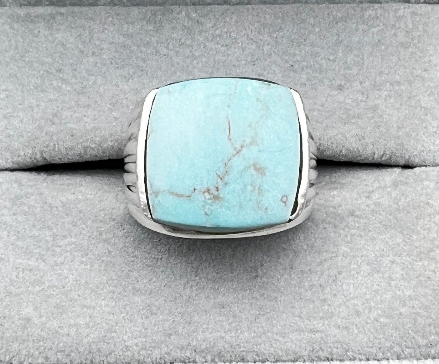 Sterling Silver Turquoise Statement Ring. Sz 8.25