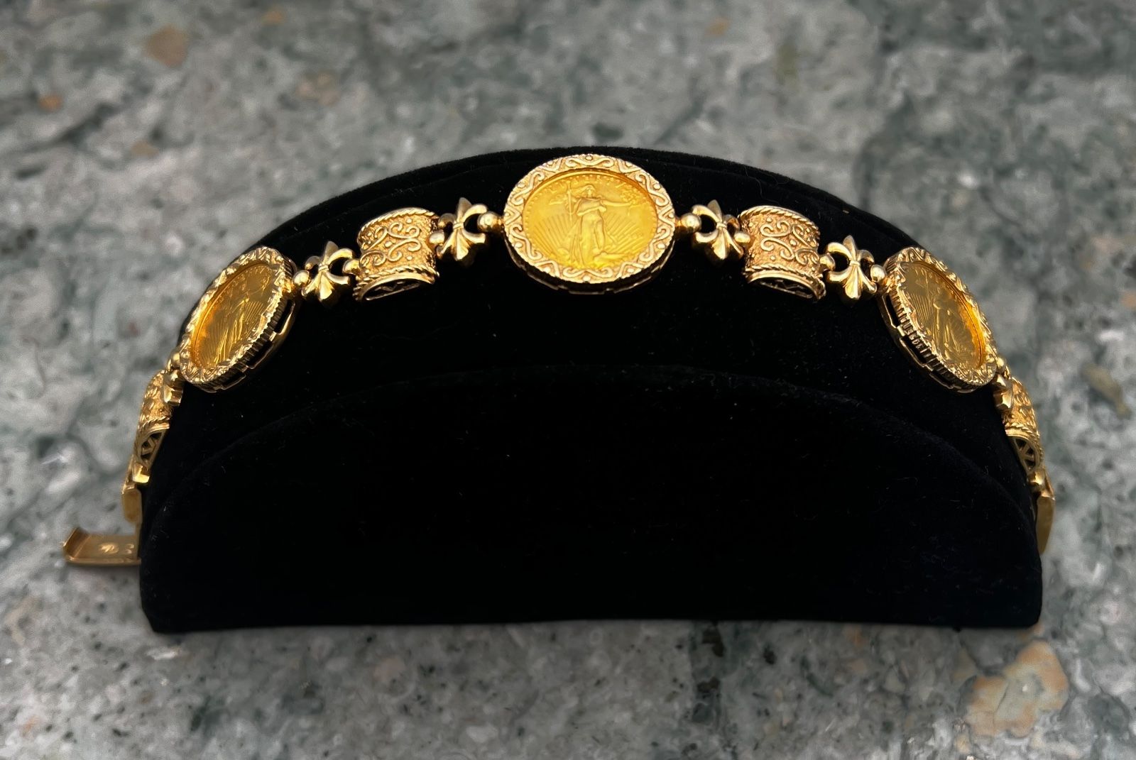 14K Gold Bracelet with Three 1/10 oz American Gold Eagle Coins 2