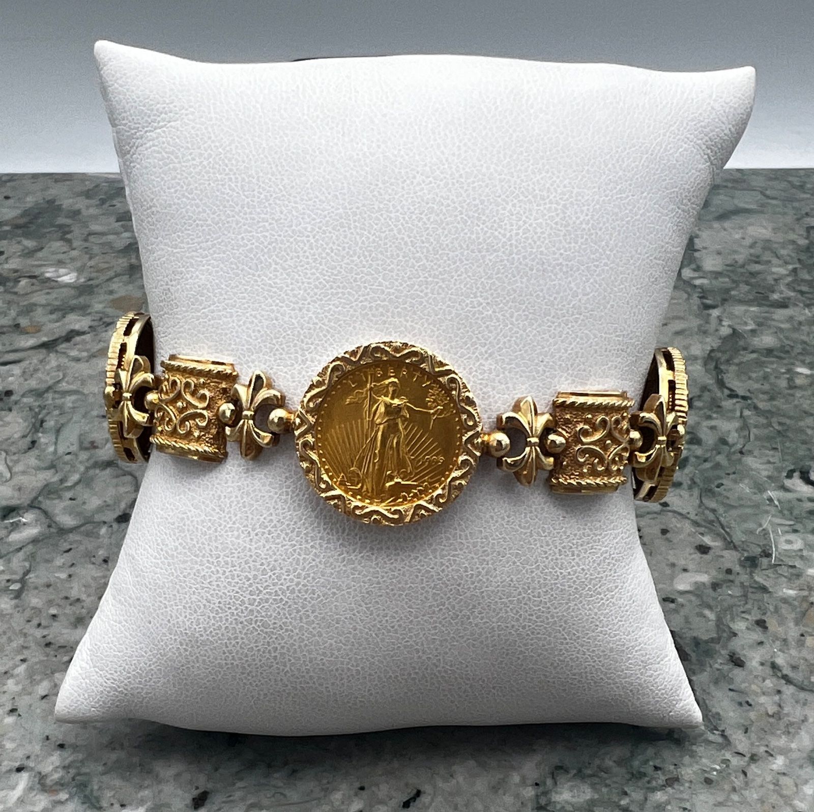 14K Gold Bracelet with Three 1/10 oz American Gold Eagle Coins 3