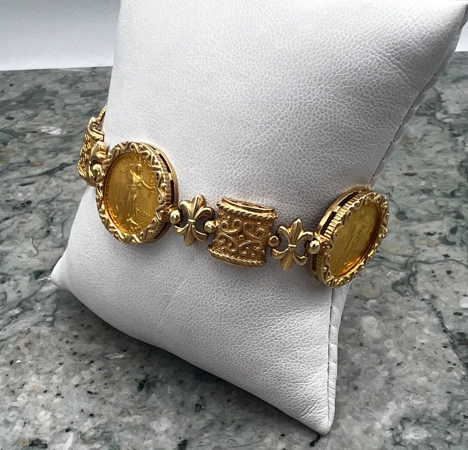 14K Gold Bracelet with Three 1/10 oz American Gold Eagle Coins 4
