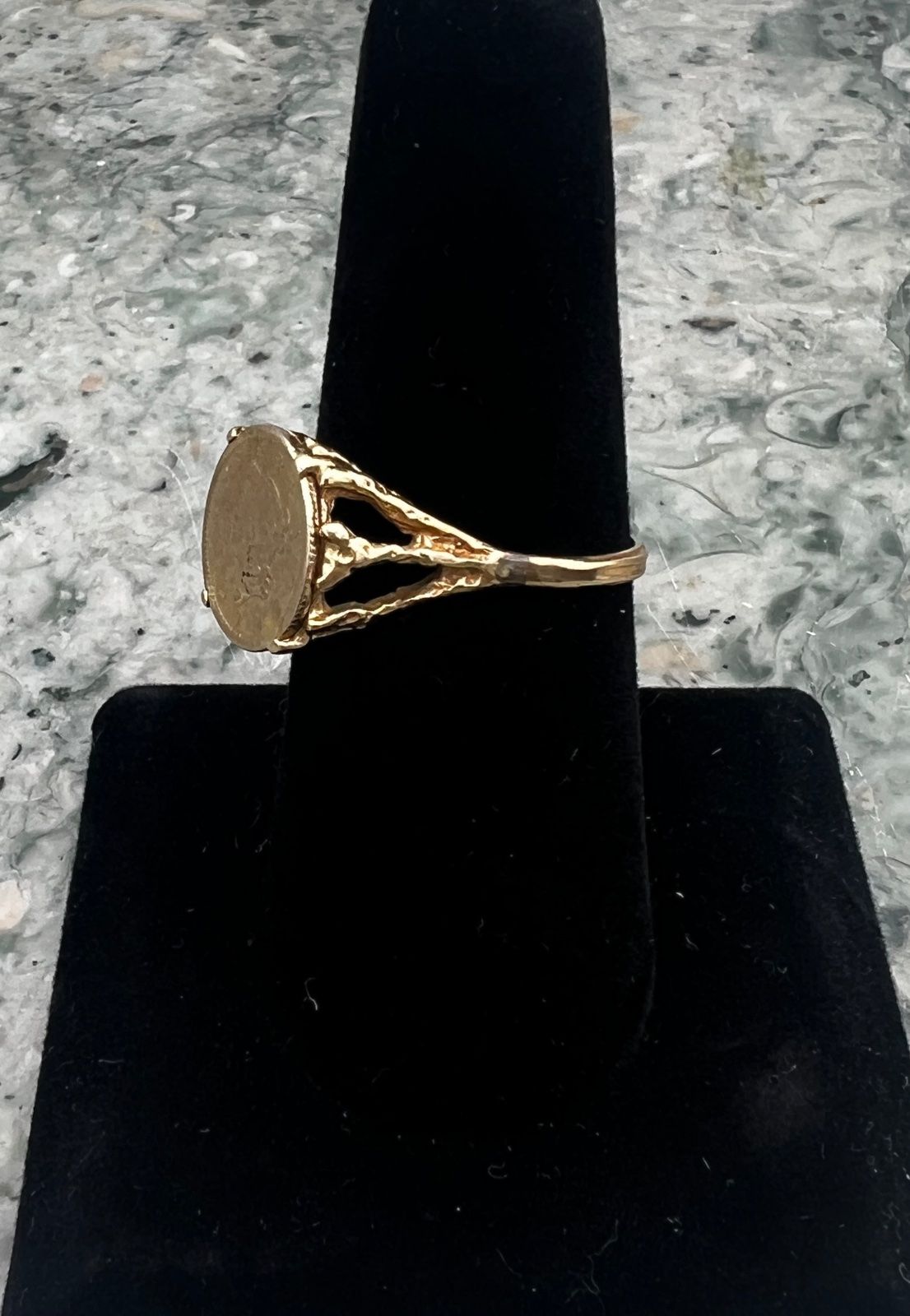 14K Gold Ring with Liberty Head Type 1 Gold Dollar Coin. Sz. 9 3