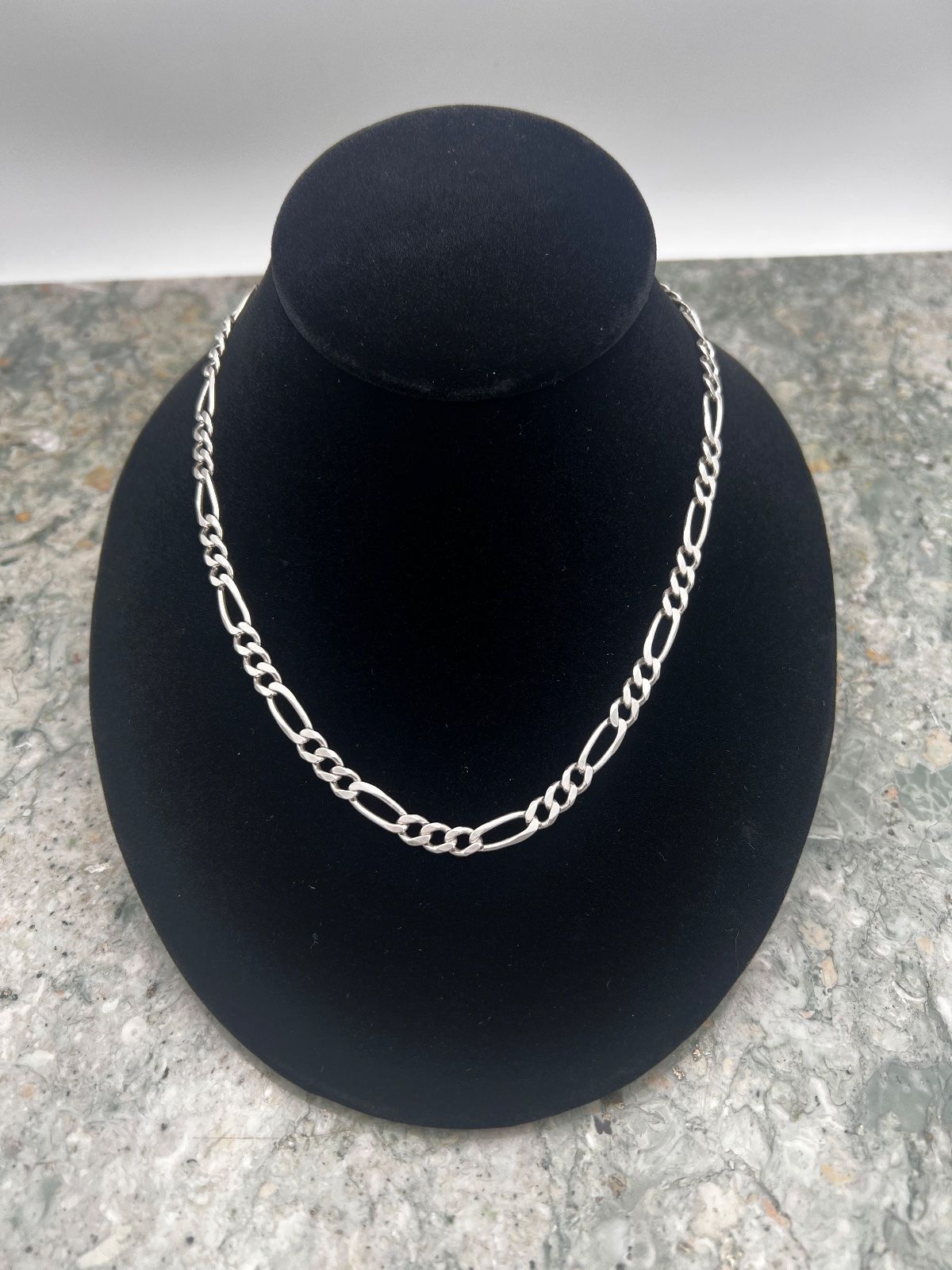 19" 925 Sterling Silver Figaro Chain Necklace