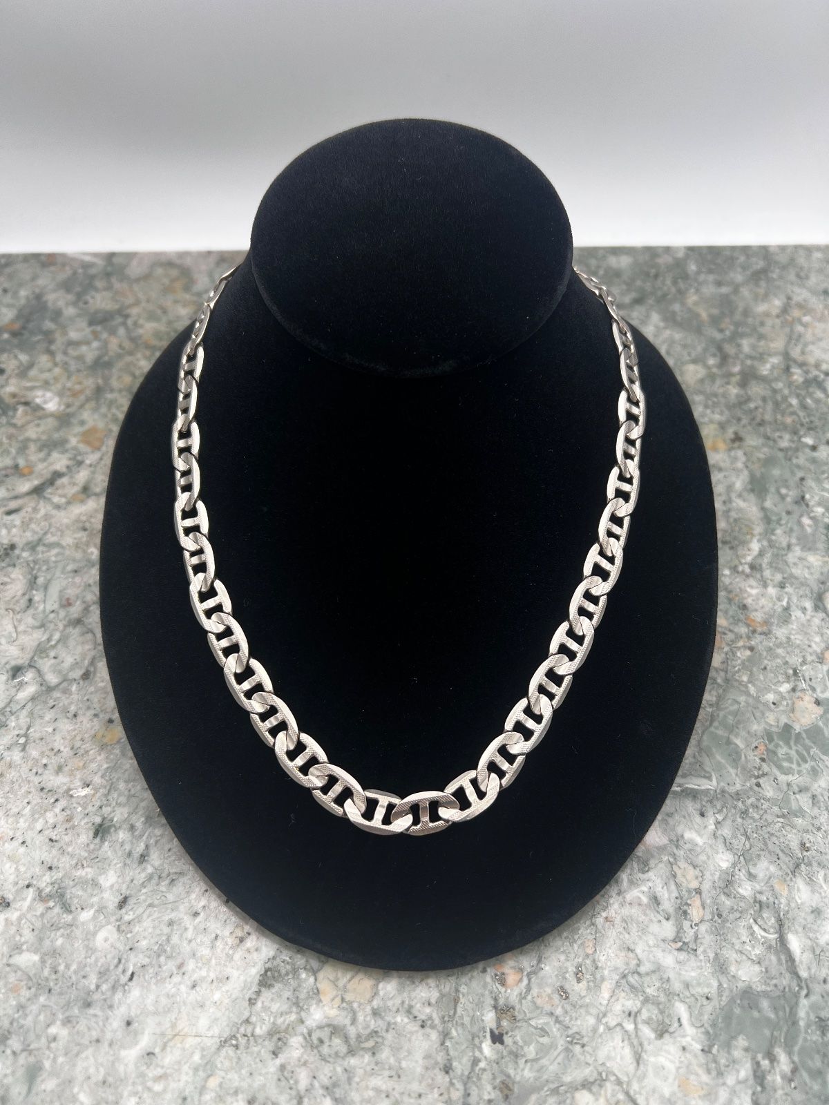 24" 925 Sterling Silver Mariner Anchor Chain Necklace Graduated