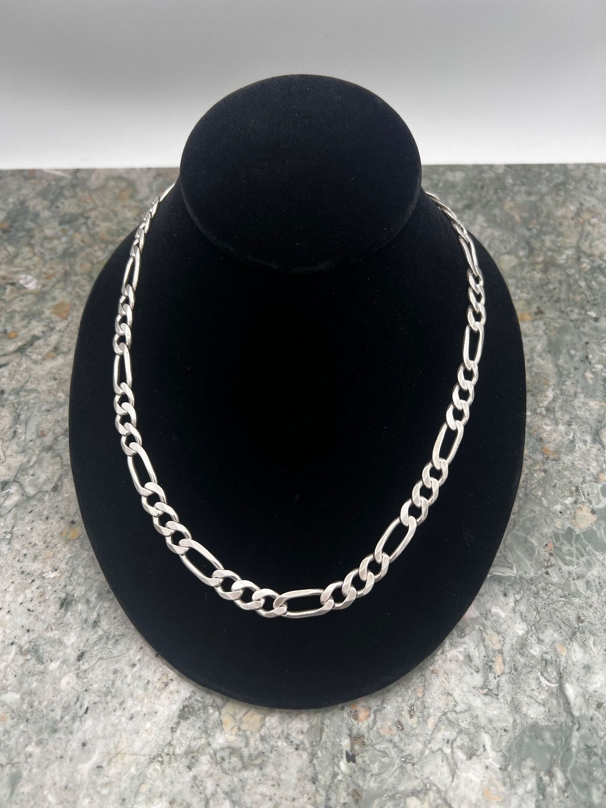 24" 925 Sterling Silver Figaro Chain Necklace Heavy Link
