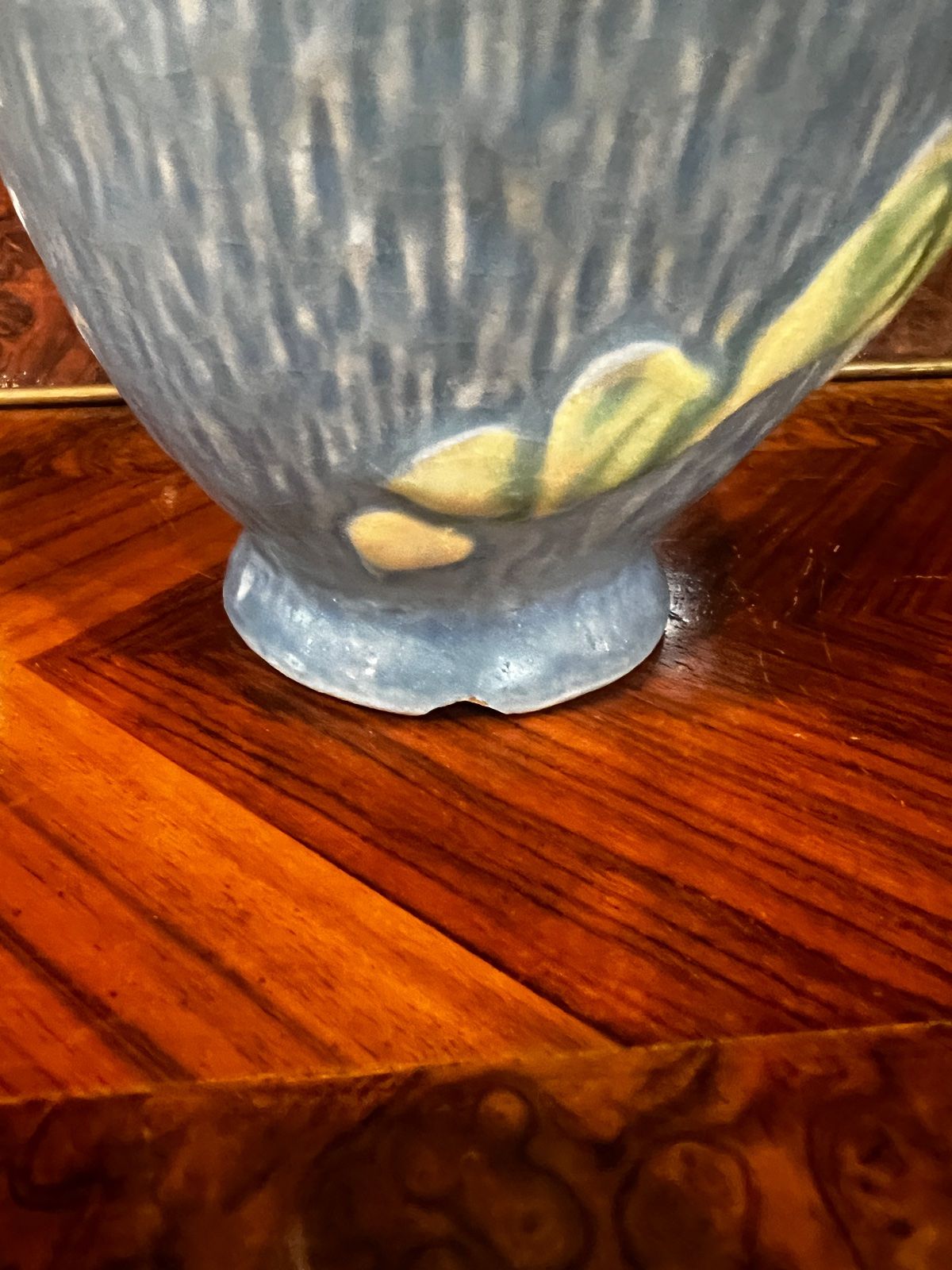 Vintage Roseville Pottery Blue Clematis Double Handle Vase – 6.25" (Has a small chip on the bottom) 5