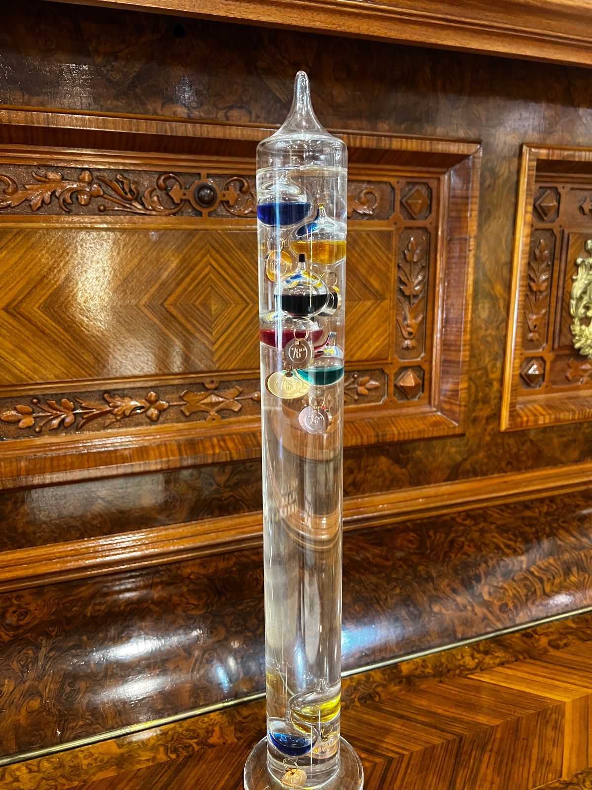 Large 17" Glass Galileo Thermometer with Colored Floating Bulbs 2