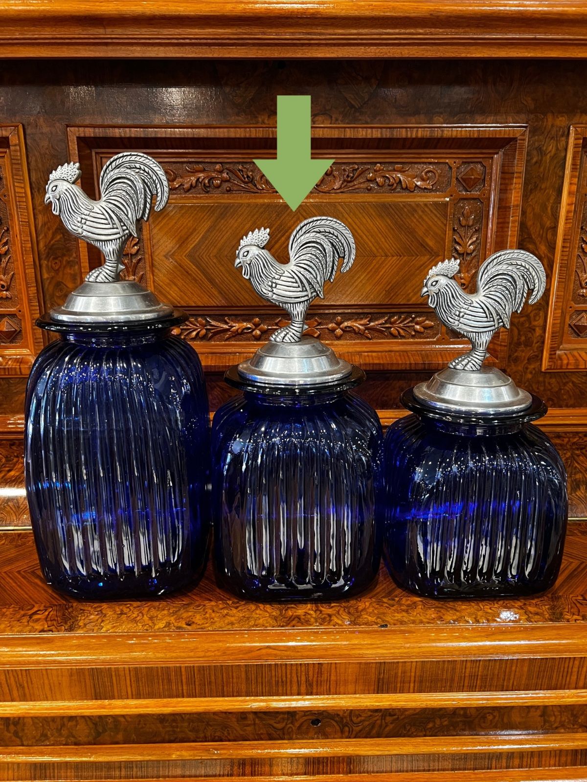 Cobalt Blue Glass Rooster Canister – Medium 4