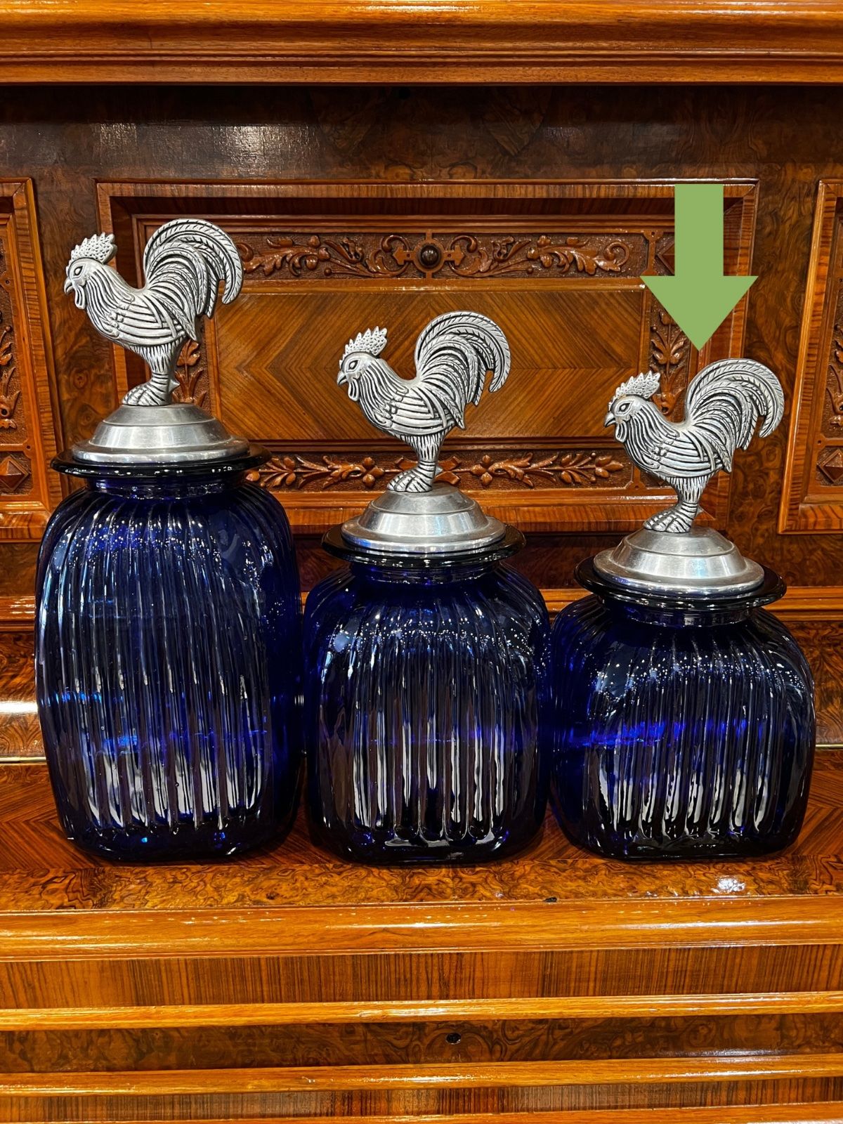 Cobalt Blue Glass Rooster Canister – Small 4