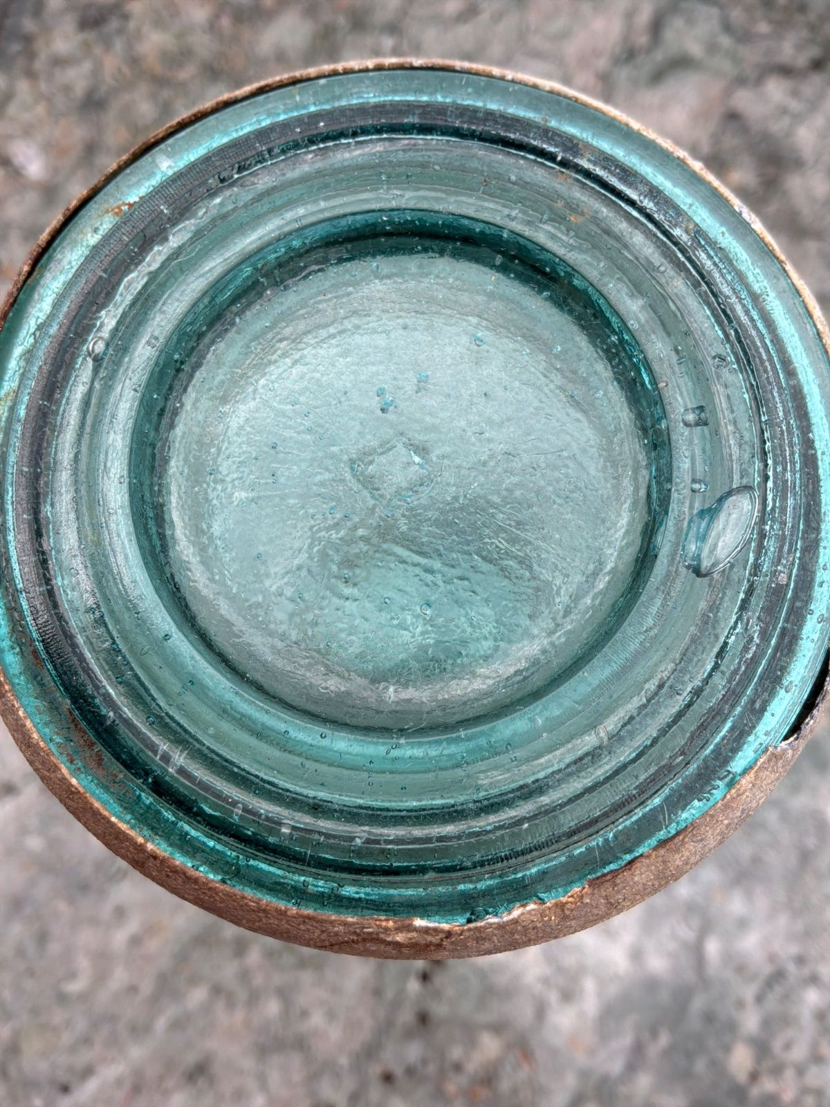 Antique Mason Jar with Metal and Glass Lid 2