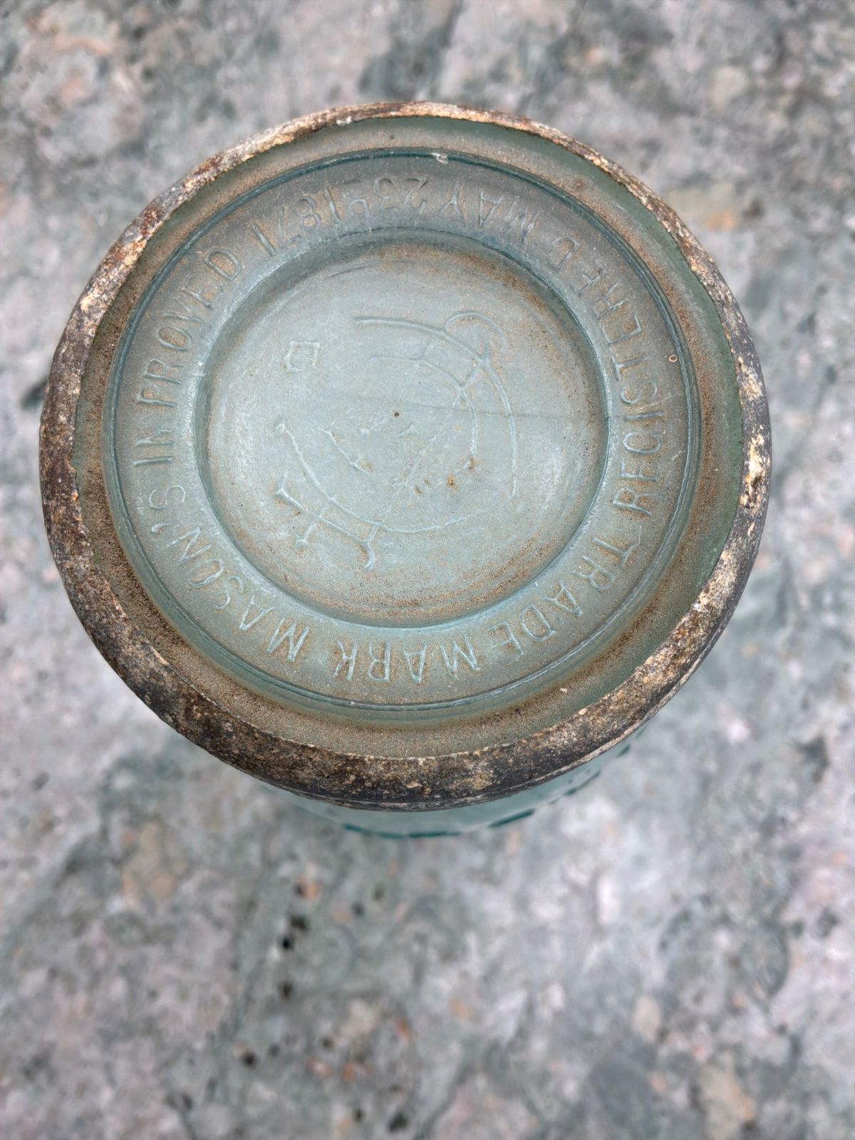 Antique Mason's Improved Glass Jar with Metal and Glass Lid 2