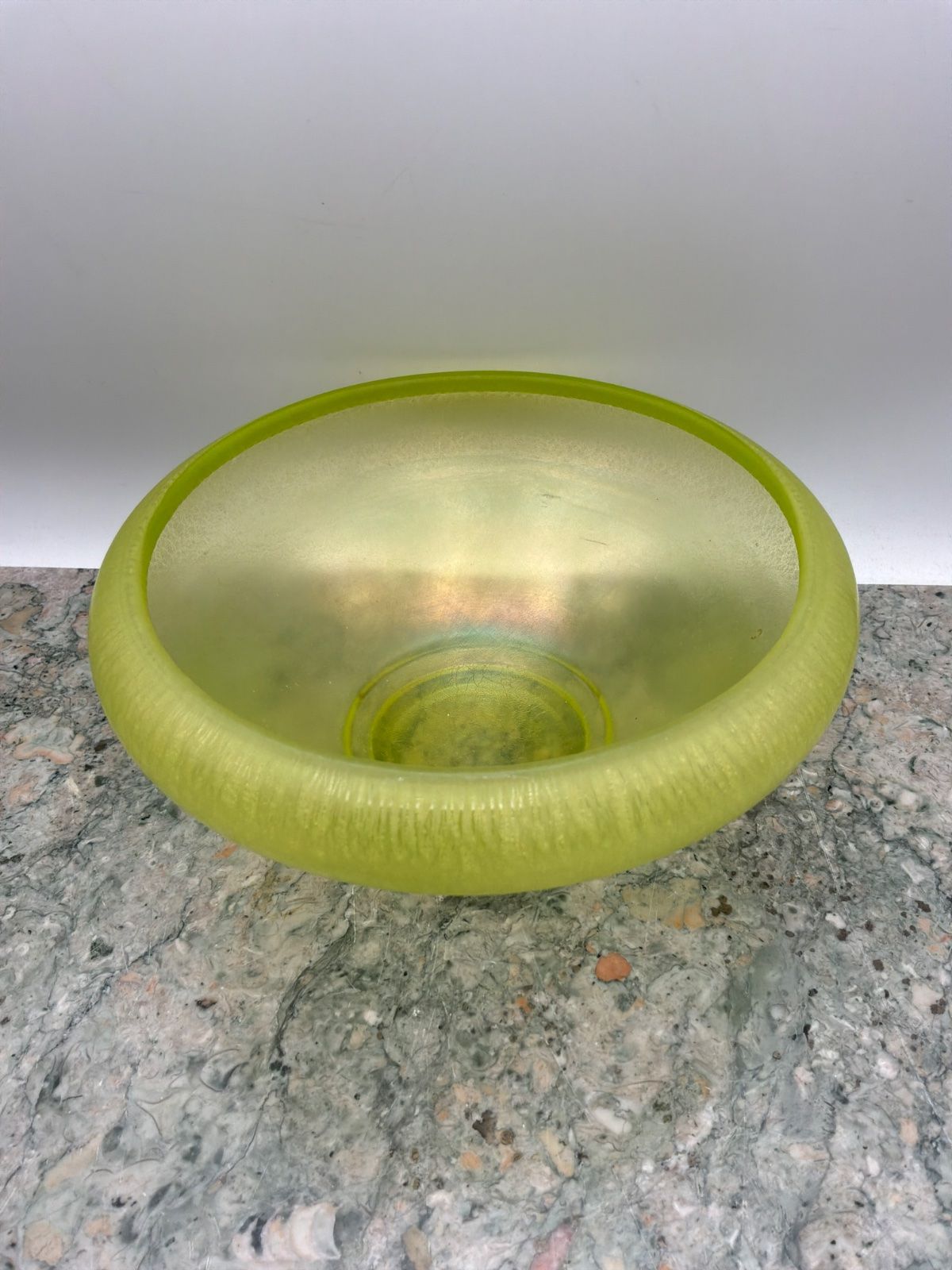 Green Iridescent Art Glass Bowl