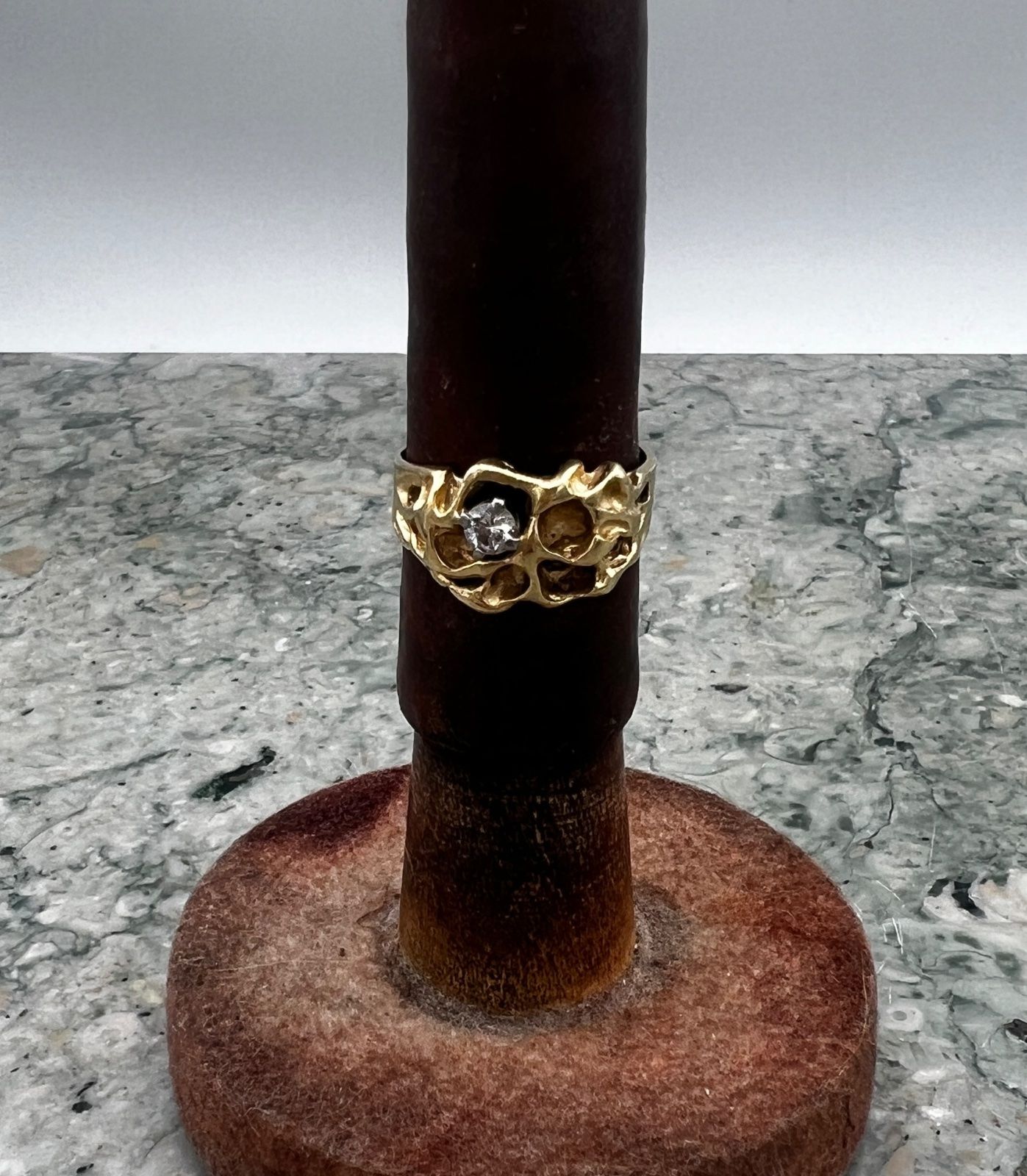 Vintage-Style 14K Yellow Gold Nugget Diamond Ring 2