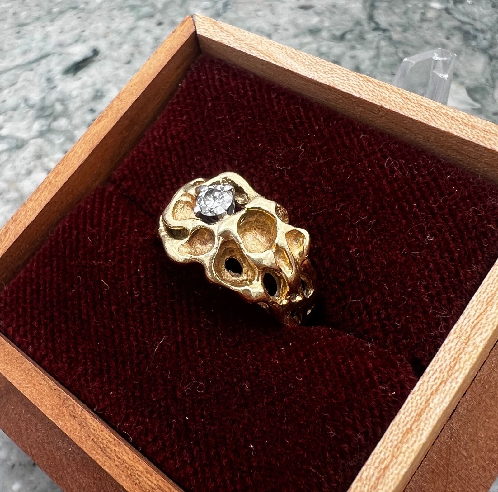 Vintage-Style 14K Yellow Gold Nugget Diamond Ring 4