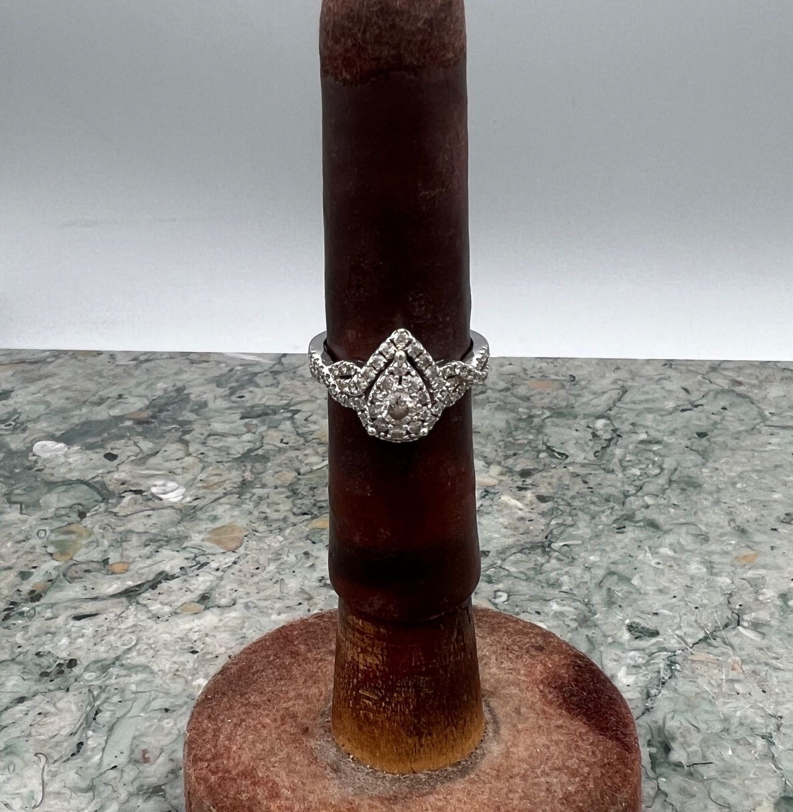 14K White Gold Pear-Shaped Diamond Cluster Engagement Ring 2