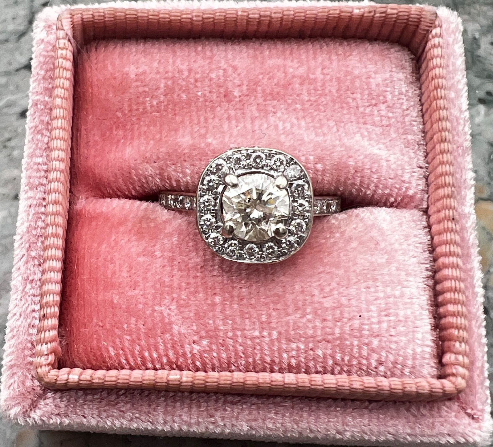 14K White Gold Round Diamond Cushion Halo Engagement Ring 3