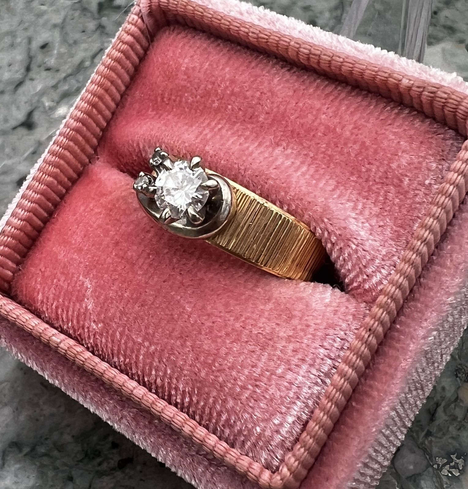 14K Yellow Gold Round Diamond Solitaire Ring with Wide Band 4