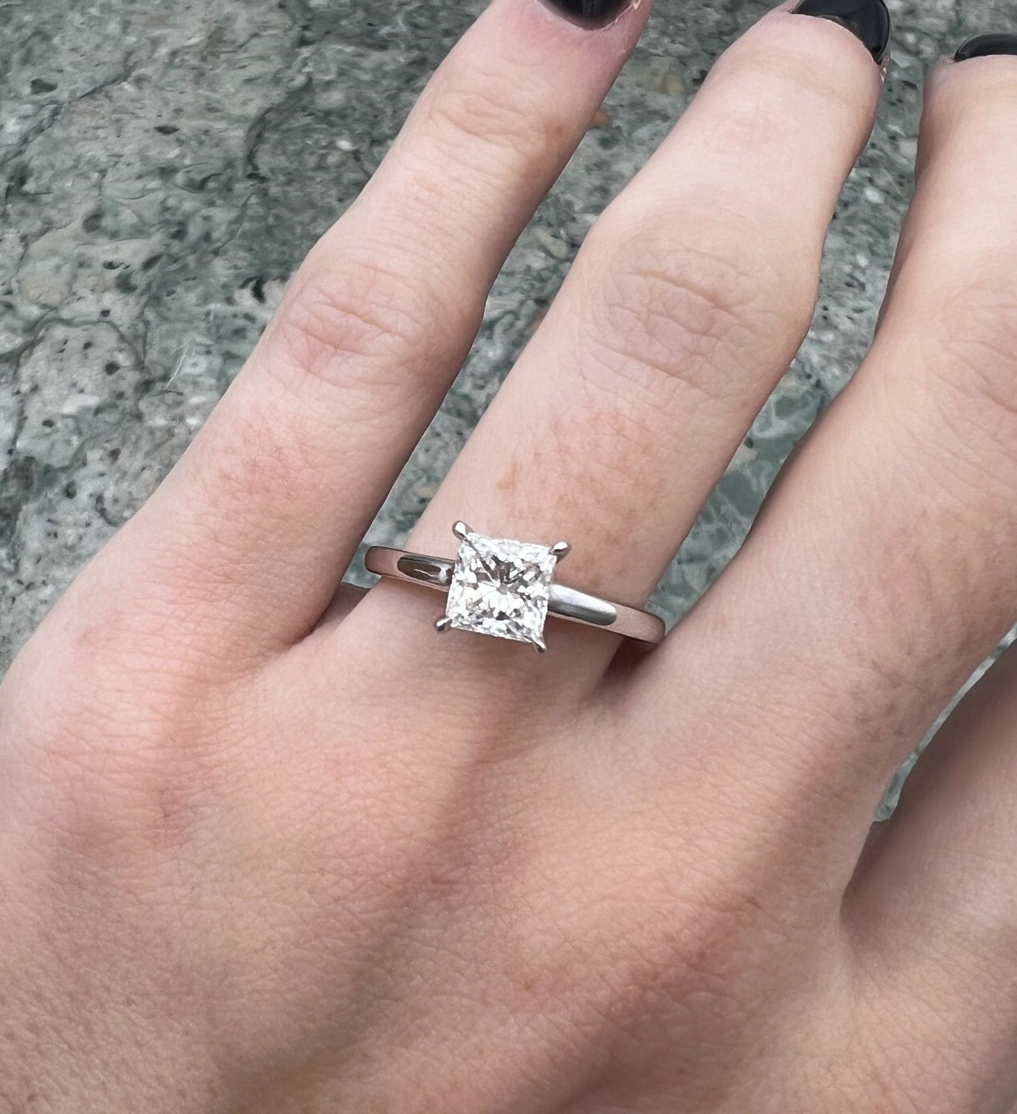 14K White Gold Lab-Grown Princess-Cut Diamond Solitaire Ring 6