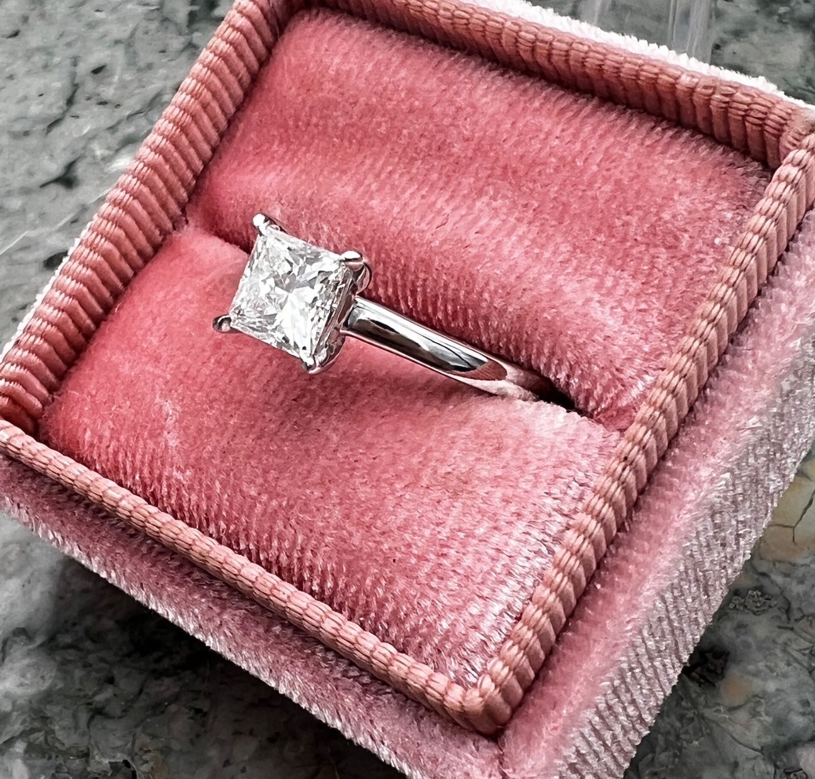 14K White Gold Lab-Grown Princess-Cut Diamond Solitaire Ring 4