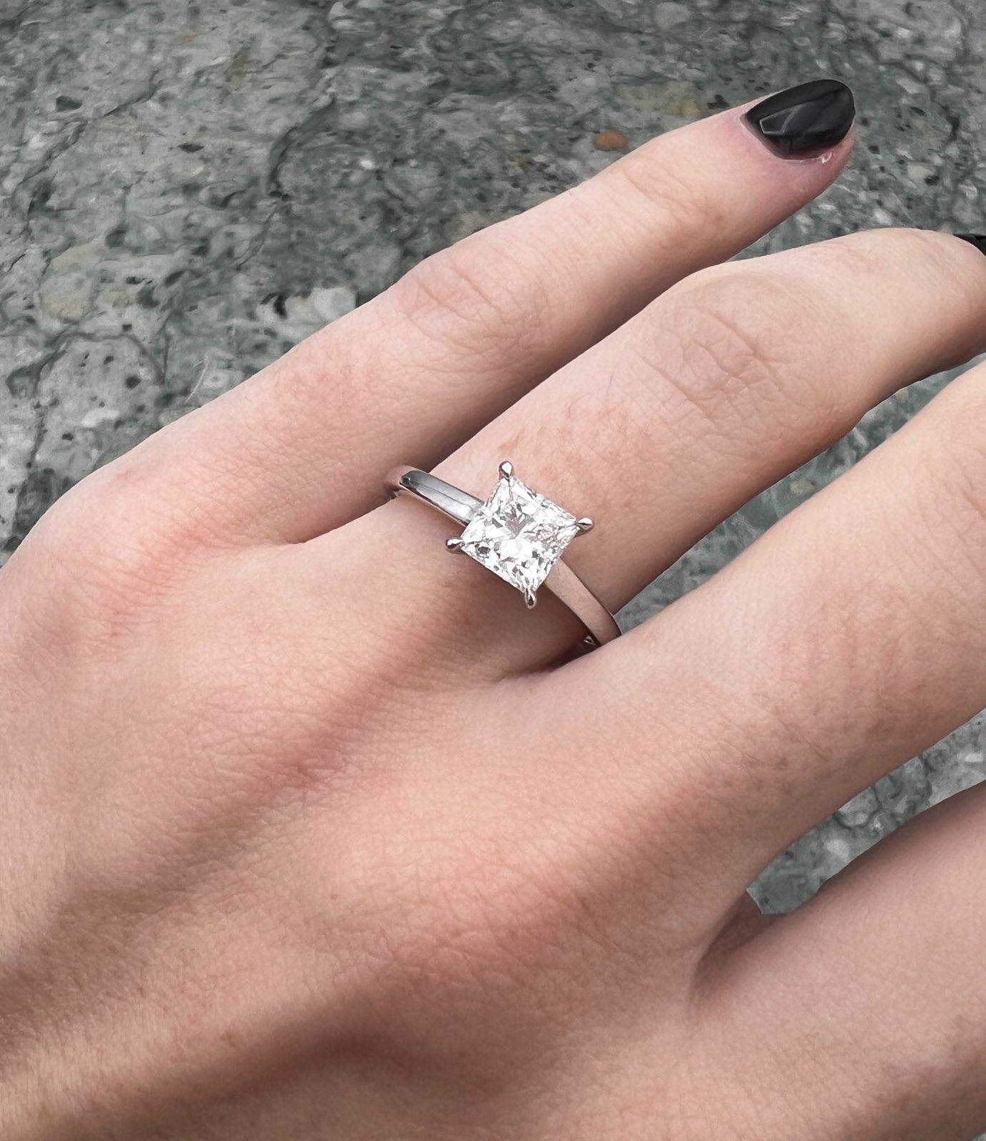 14K White Gold Lab-Grown Princess-Cut Diamond Solitaire Ring 5