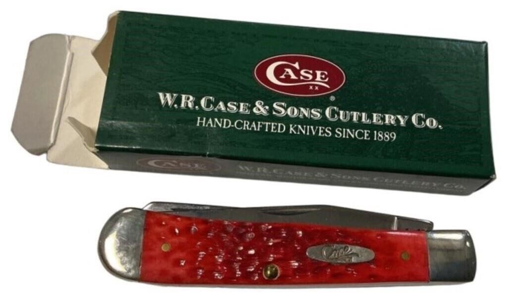 Case 6254 SS Dark Red Trapper Folding Knife