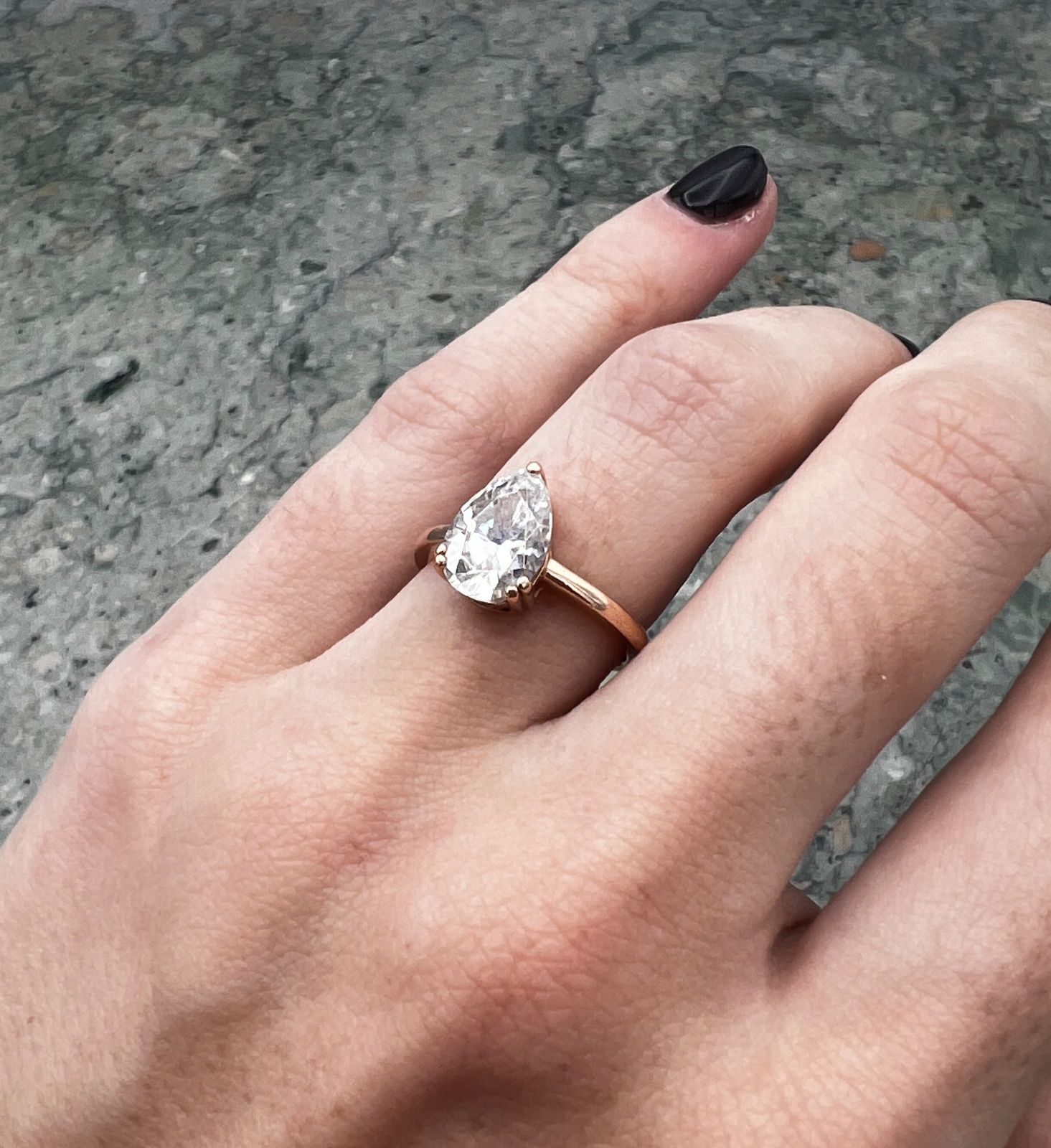 14K Rose Gold Pear-Cut Diamond Solitaire Engagement Ring 5