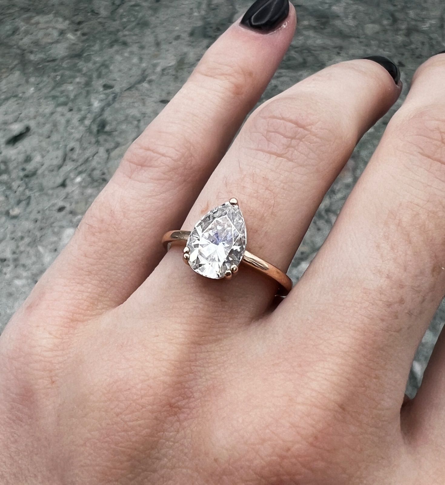14K Rose Gold Pear-Cut Diamond Solitaire Engagement Ring 6