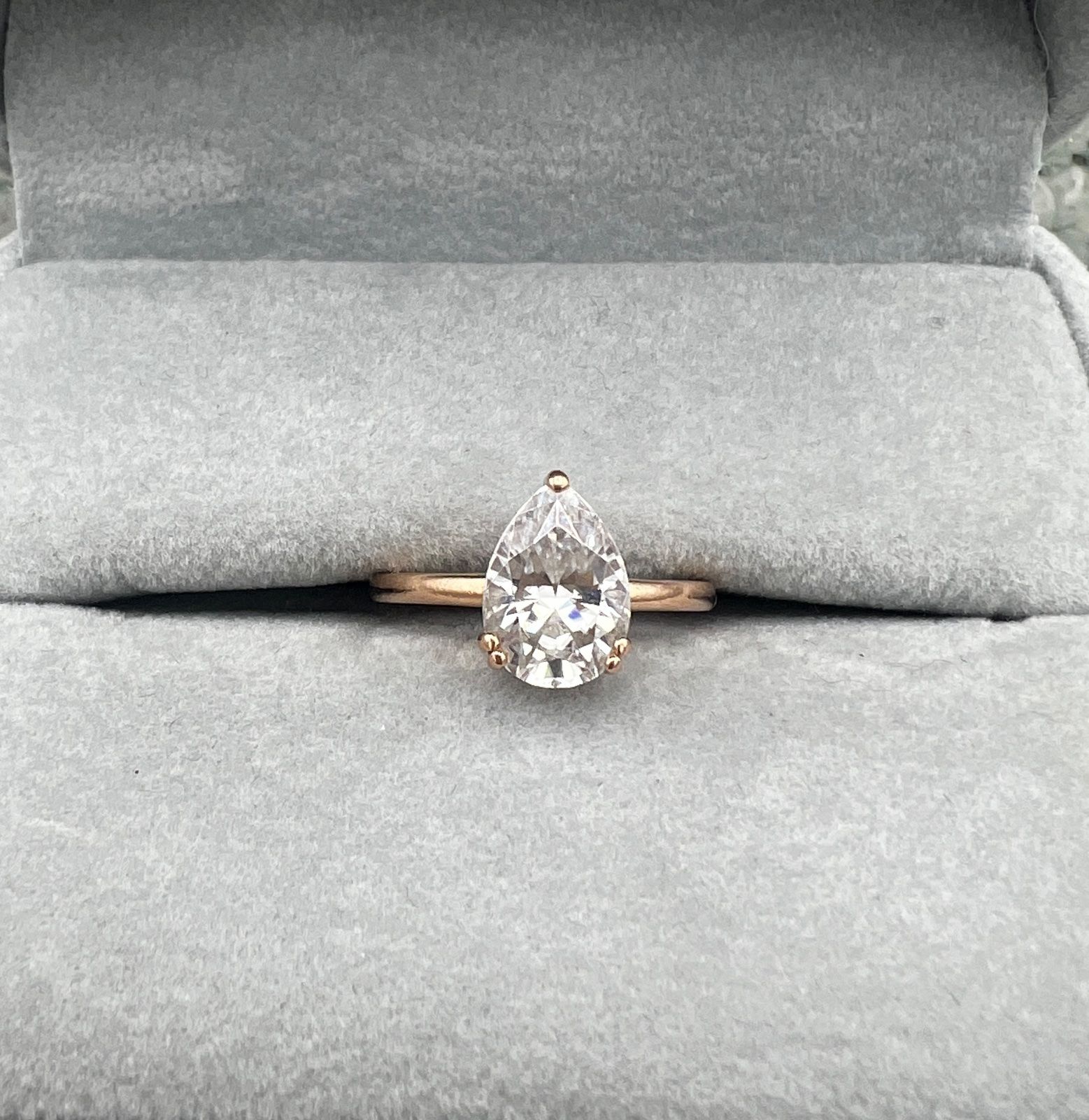 14K Rose Gold Pear-Cut Diamond Solitaire Engagement Ring