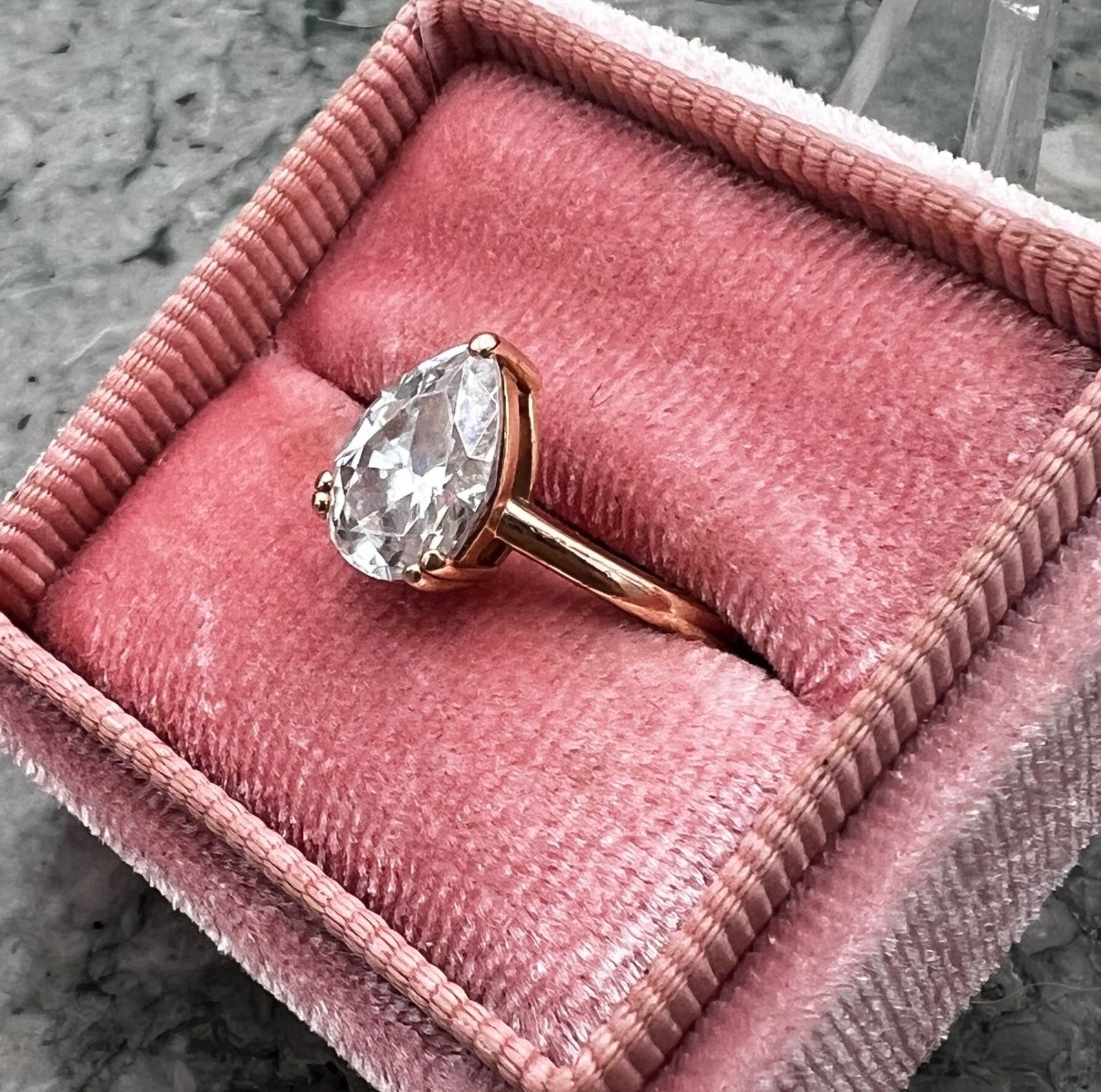 14K Rose Gold Pear-Cut Diamond Solitaire Engagement Ring 4