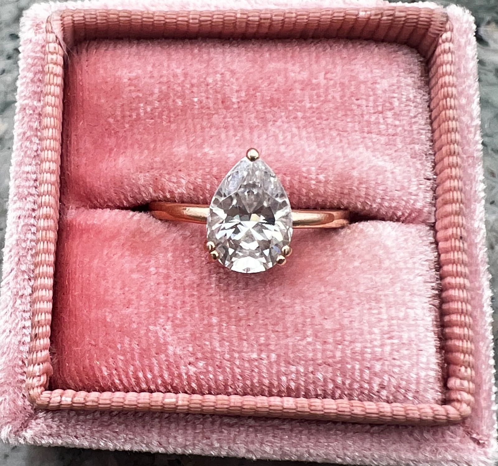 14K Rose Gold Pear-Cut Diamond Solitaire Engagement Ring 3
