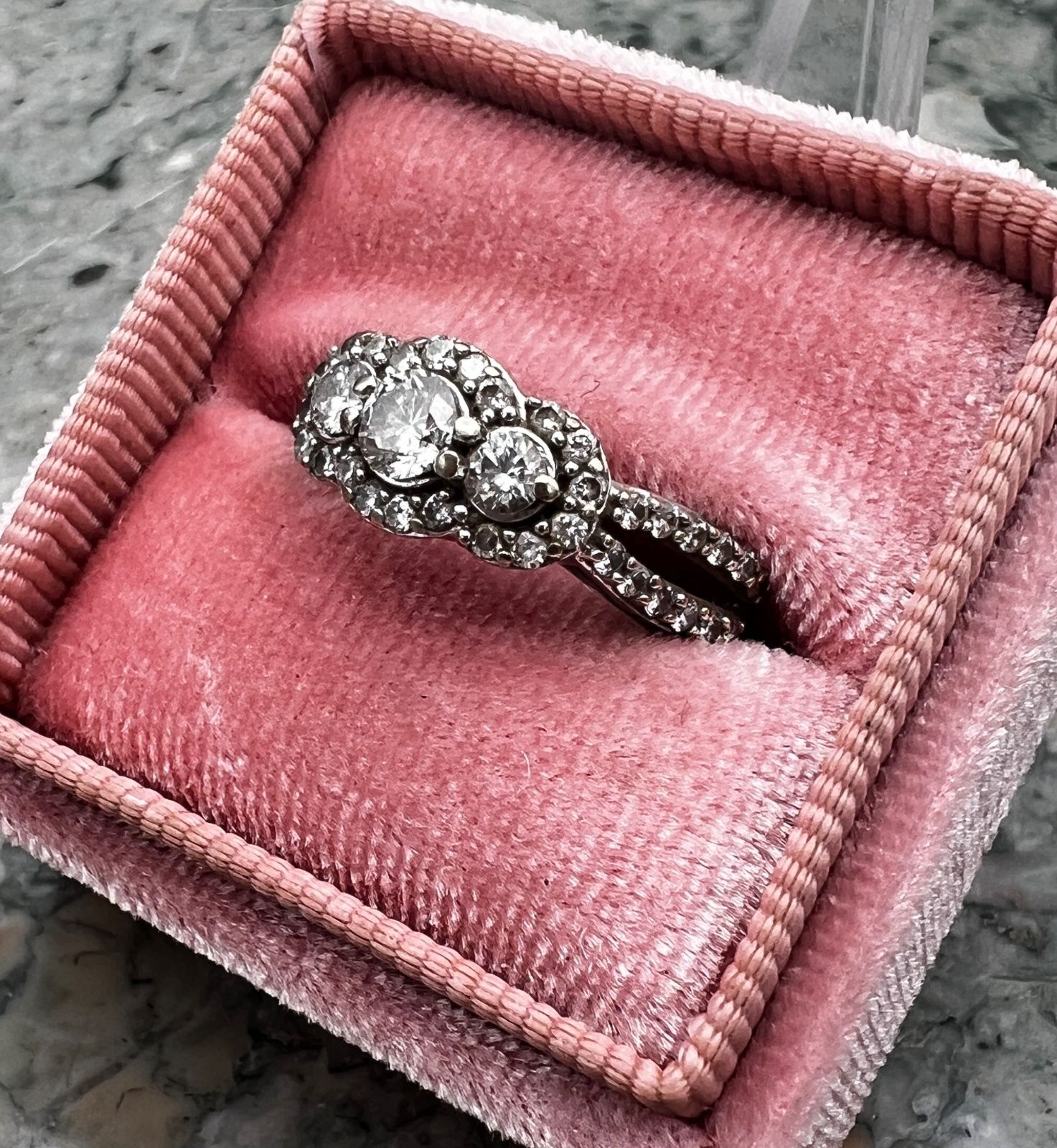 14K White Gold Round Diamond Halo Wedding Ring Set 4
