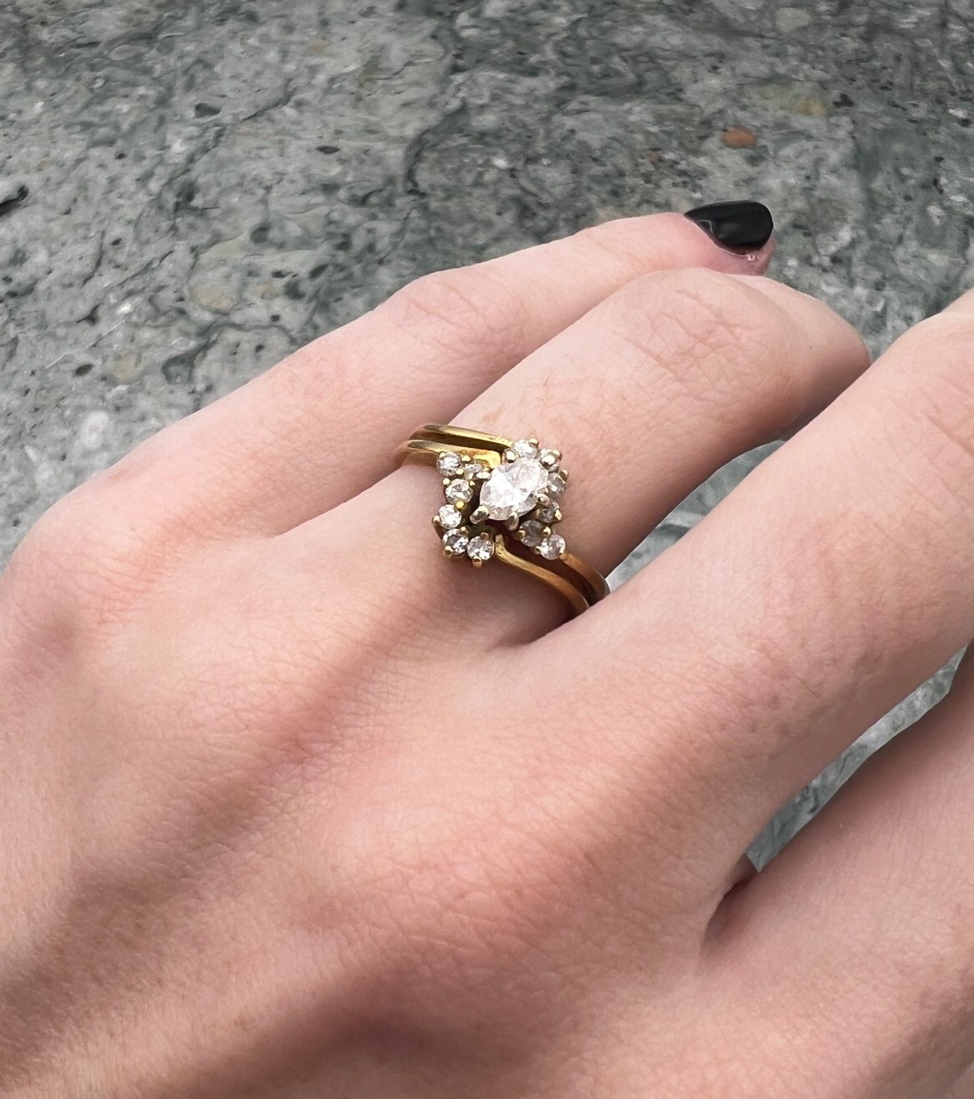 18K Yellow Gold Vintage-Style Diamond Cluster Ring 5