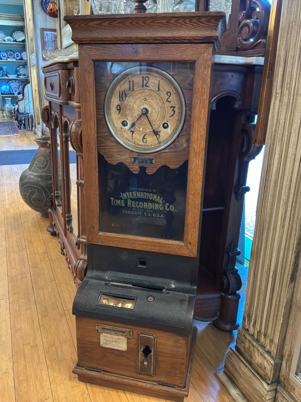 Antique International Time Recording Clock