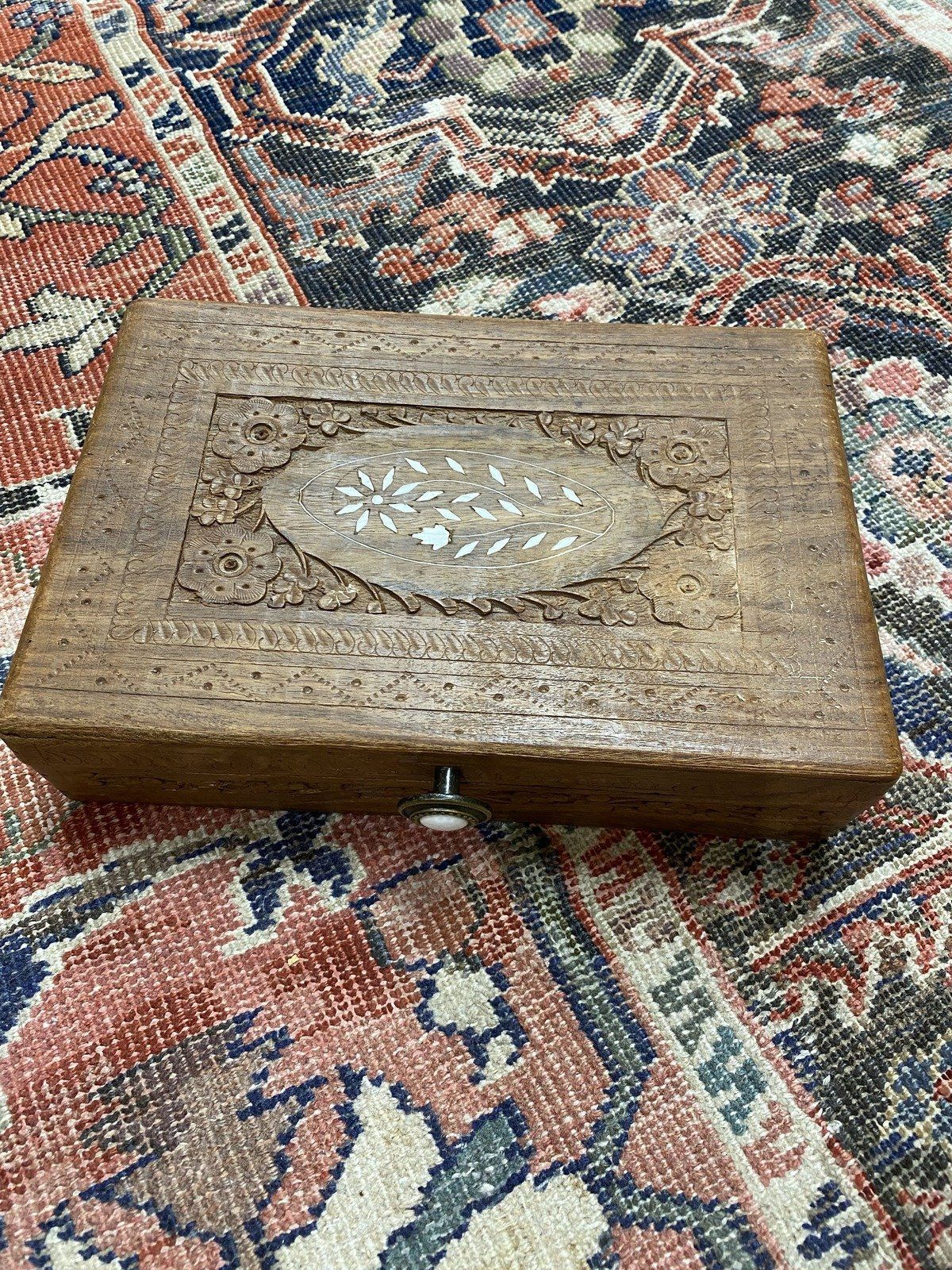 India Made Wooden Carved Storage Box