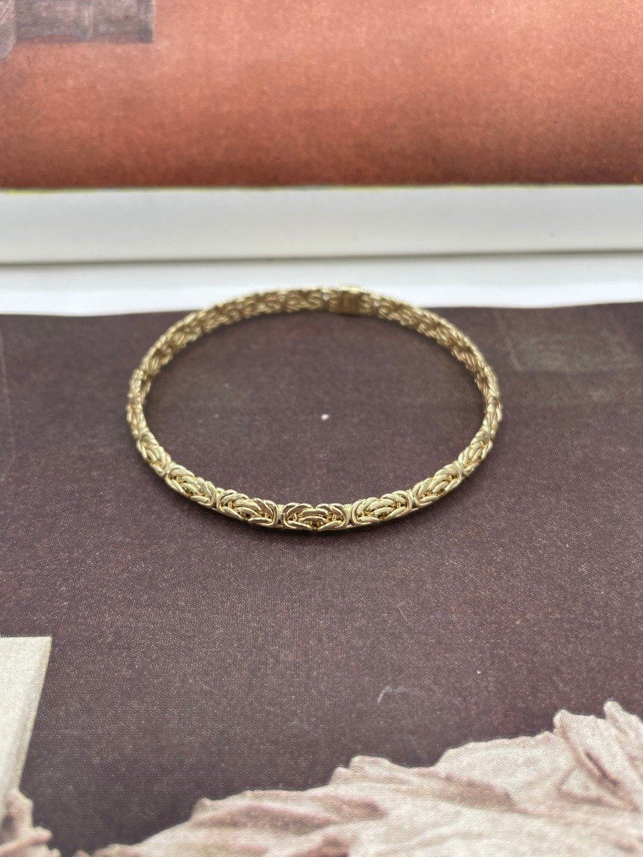 14k Turkish Gold Byzantine Sturctured 7.25 Bangle Bracelet 3