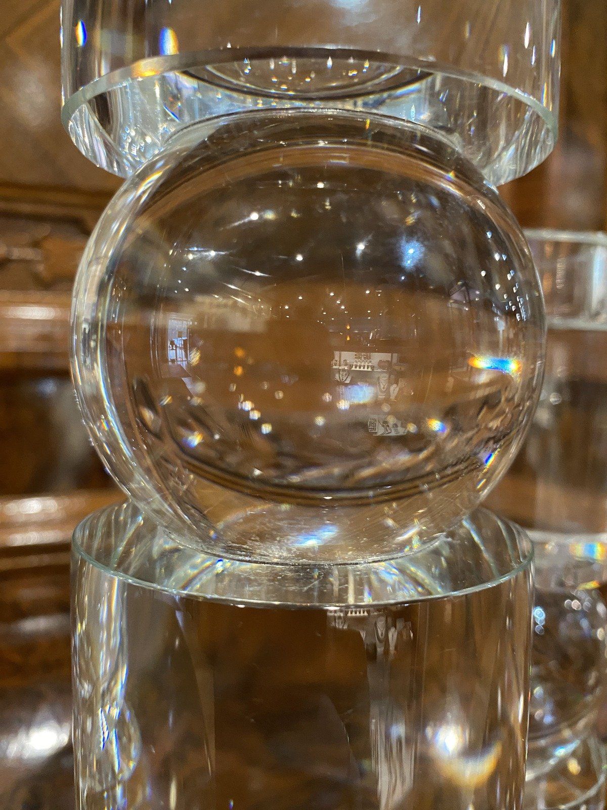 Modernist Minimal Clear Glass 3pc Candleholder SET 4