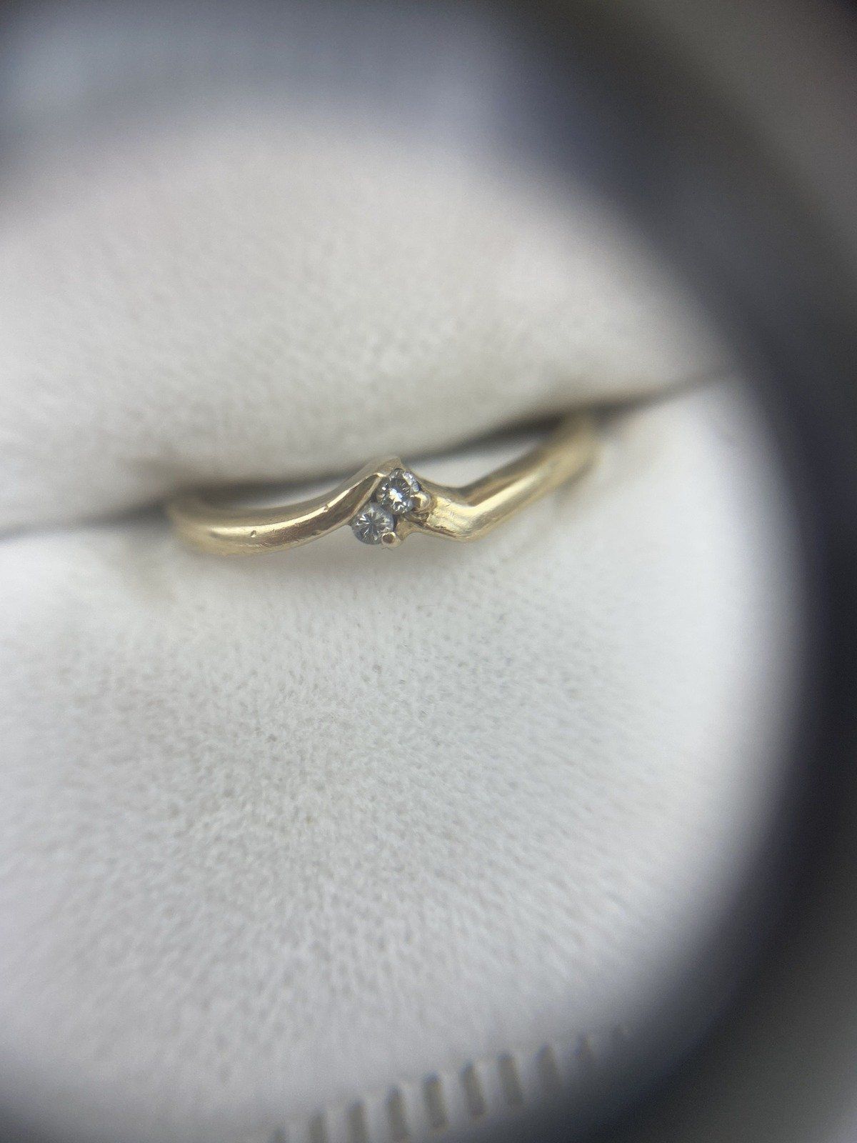 Shapely 14k Gold Dual Dainty Diamond Ring Stack Band 5