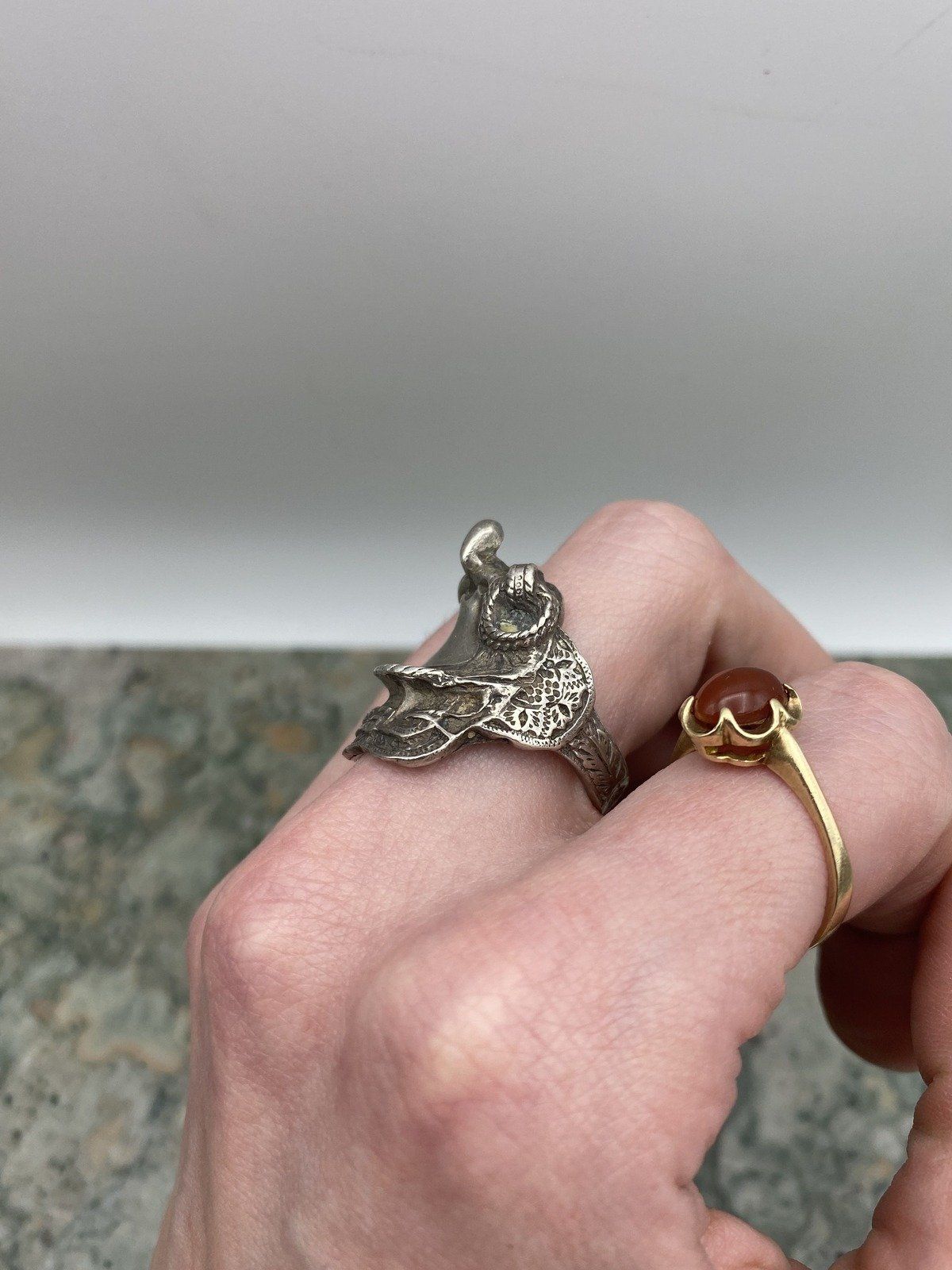 Rad Vintage Sterling Silver HEAVY Figural Western Equine Saddle Ring 8