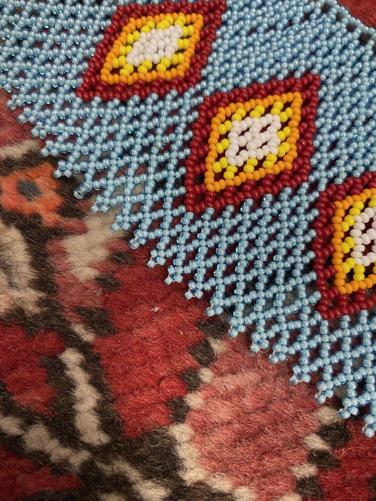 Native American Hand Crafted Ceremonial Seed Beaded Adornment 4