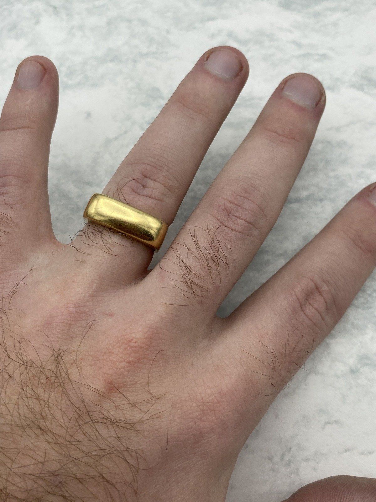 Friggin' Sick Custom Artist Signed c.1988 Vintage 18k Blobby Gold Signet Ring Band 12