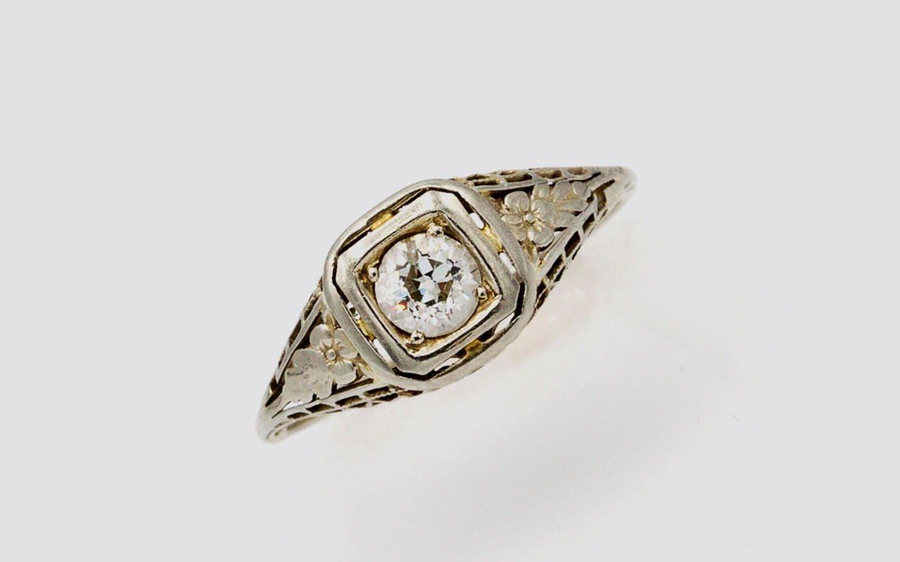 Ladies 14k White Gold Diamond Ring with .34 Brilliant Cut Solitaire Diamond