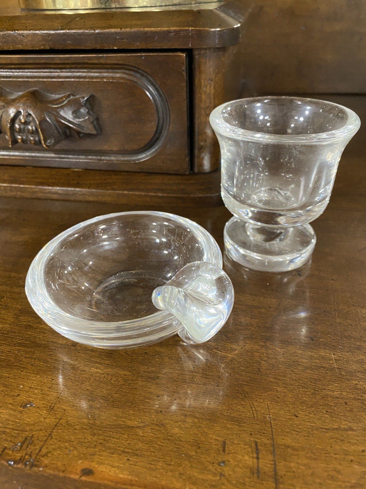 Vintage c.1960s Steuben Crystal Modernist Cigarette Holder w Ashtray 7